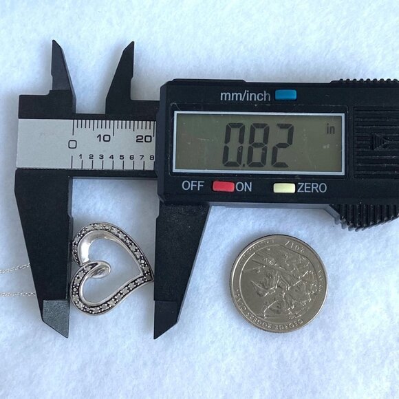 Sterling Silver 925 AFJC Diamond Asymmetric Heart Pendant Necklace 18" Chain - Picture 14 of 16